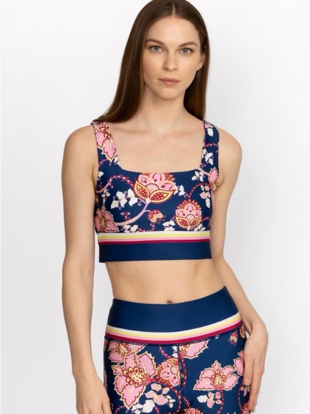 Johnny Was Reversible Navy Floral/ Colerful Paisley Scoop Sports Bra